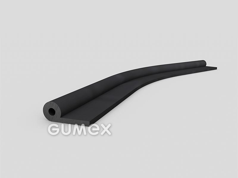 "P" Gummiprofil mit Loch, 20x8/2mm, 60°ShA, NBR, -40°C/+70°C, schwarz, 